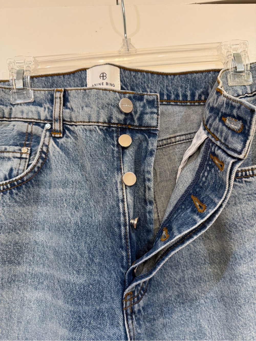 Anine Bing Light Blue Button-Fly Jeans